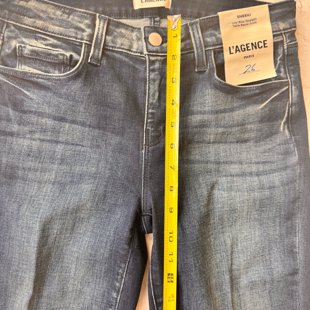 L’Agence The Sneeki Flare Legs Low Rise Hanson blue jeans size 27 NWT - Picture 8 of 15